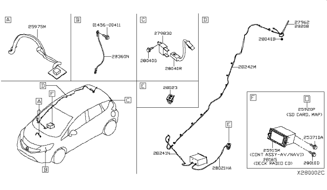 2015 Nissan Versa Note Control ASY-Navigation Diagram for 25915-3SG1A