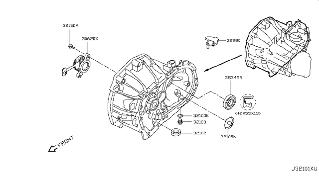 2015 Nissan Versa Note Transmission Case & Clutch Release Diagram 2