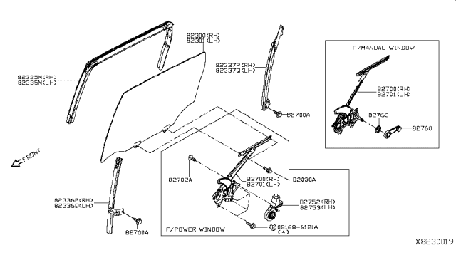 2016 Nissan Versa Note Glass Run Rubber-Rear Door Window,RH Diagram for 82330-3WC0A