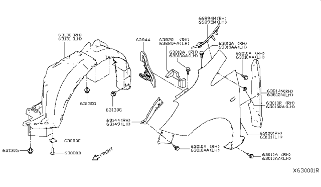 2019 Nissan Versa Note Protector-End,LH Diagram for 63815-9MB0A