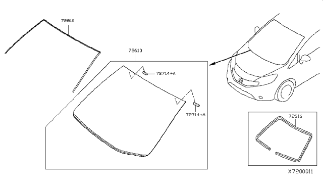 2016 Nissan Versa Note Front Windshield Diagram 1