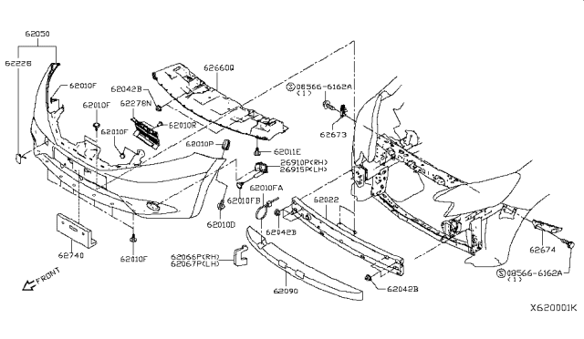 2015 Nissan Versa Note Front Bumper Diagram 1