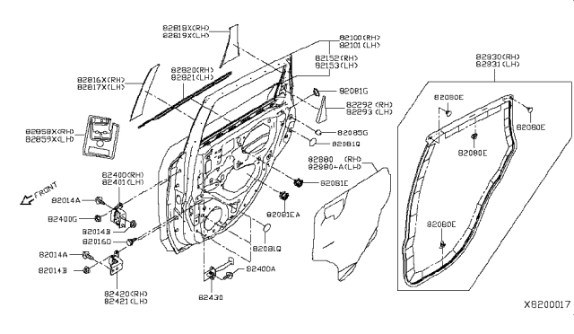 2015 Nissan Versa Note Rear Door Panel & Fitting Diagram 3