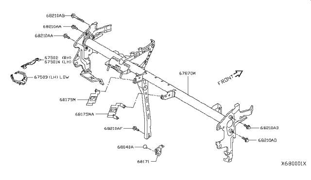 2015 Nissan Versa Note Instrument Panel,Pad & Cluster Lid Diagram 2