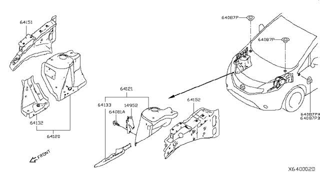 2016 Nissan Versa Note Hood Ledge & Fitting Diagram 2