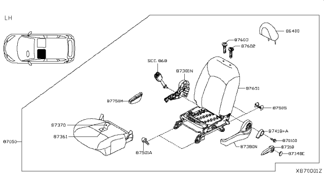 2014 Nissan Versa Note Trim Assembly-Cushion Seat LH Diagram for 87370-3VL0A