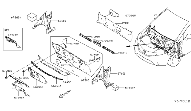 2017 Nissan Versa Note Member-Dash Lower RH Diagram for F7408-1HLMA