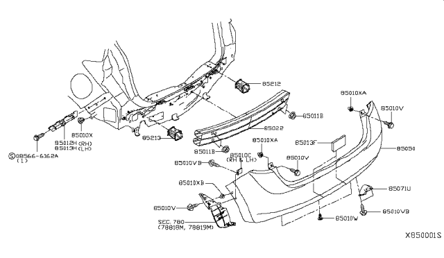 2015 Nissan Versa Note Rear Bumper Diagram 3