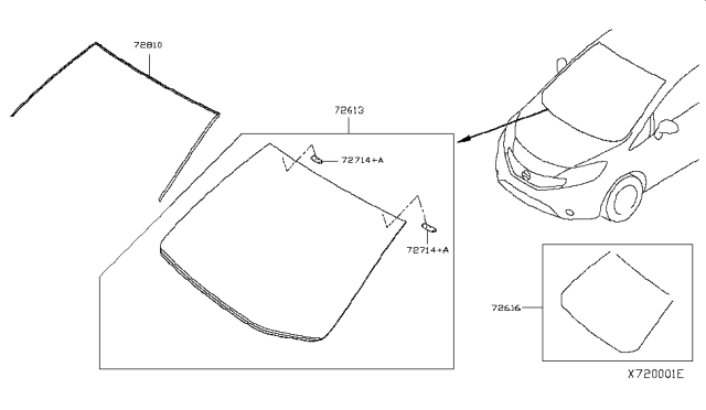 2017 Nissan Versa Note Front Windshield Diagram 1