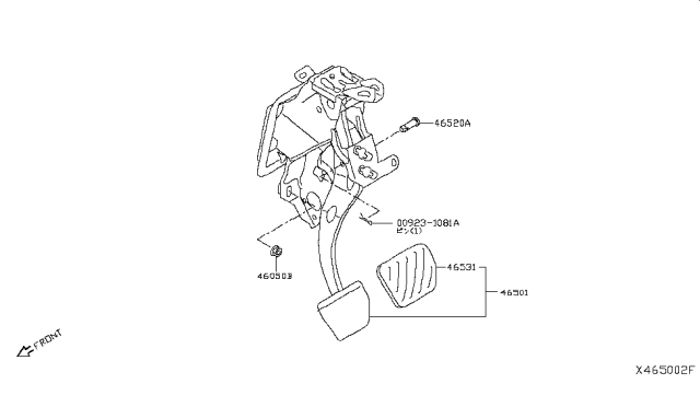 2016 Nissan Versa Note Brake & Clutch Pedal Diagram 4