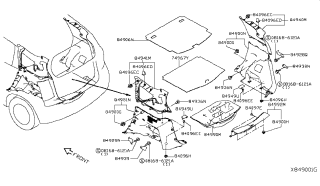 2018 Nissan Versa Note Trunk & Luggage Room Trimming Diagram 1