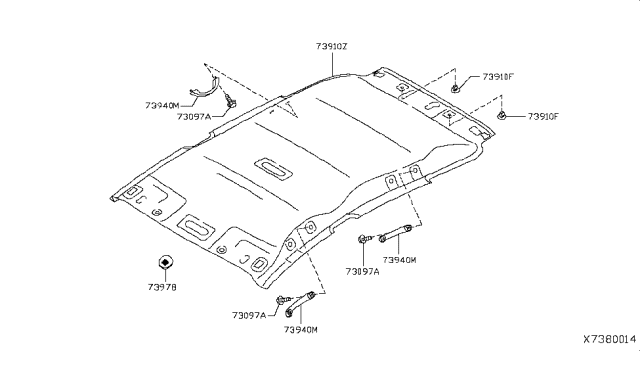 2014 Nissan Versa Note Roof Trimming Diagram 1