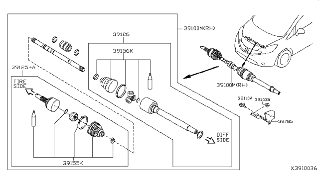 2018 Nissan Versa Note Front Drive Shaft (FF) Diagram 1