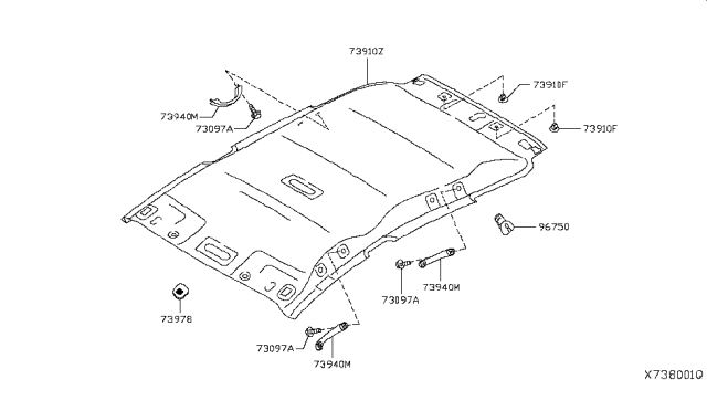 2016 Nissan Versa Note Headlining Assy Diagram for 73910-3WC3A