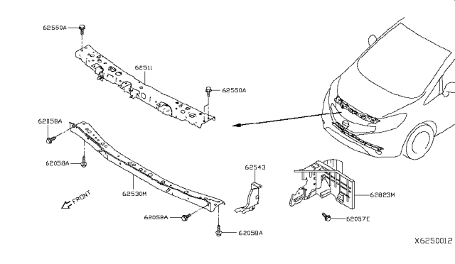 2014 Nissan Versa Note Guide-Air, Front LH Diagram for 62823-3WC0A