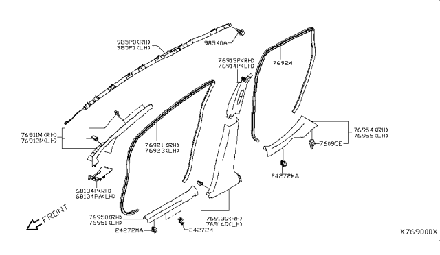 2015 Nissan Versa Note Body Side Trimming Diagram 1