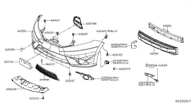 2015 Nissan Versa Note Bracket-Licence Plate Diagram for 96210-9MB0A