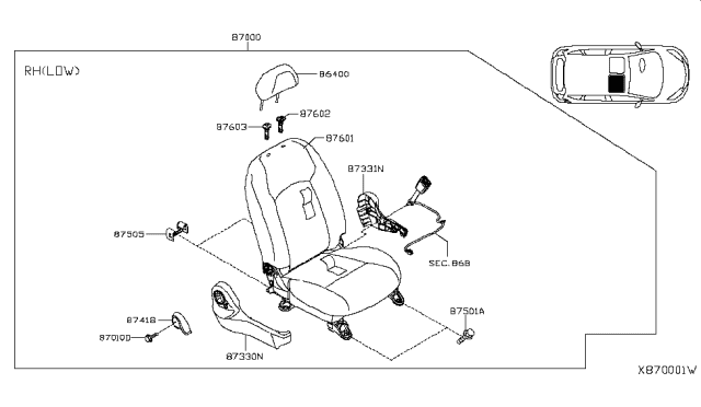 2014 Nissan Versa Note Front Seat Diagram 2