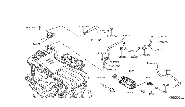 2014 Nissan Versa Note Engine Control Vacuum Piping Diagram 1