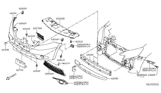 2016 Nissan Versa Note Front Bumper Diagram 1