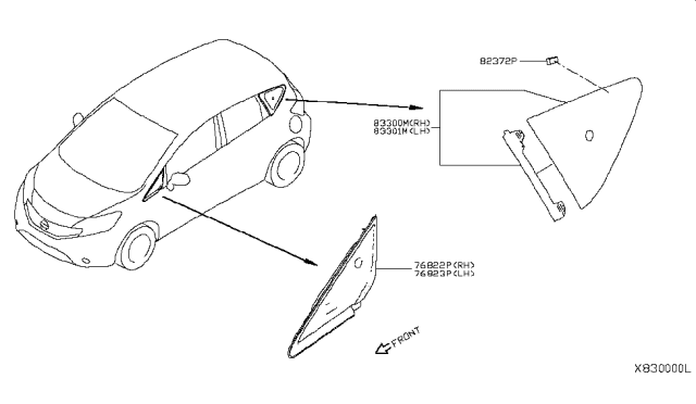 2016 Nissan Versa Note Side Window Diagram 1