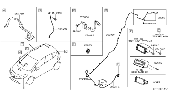 2019 Nissan Versa Note Aux Jack-Audio Diagram for 28023-9KS0A