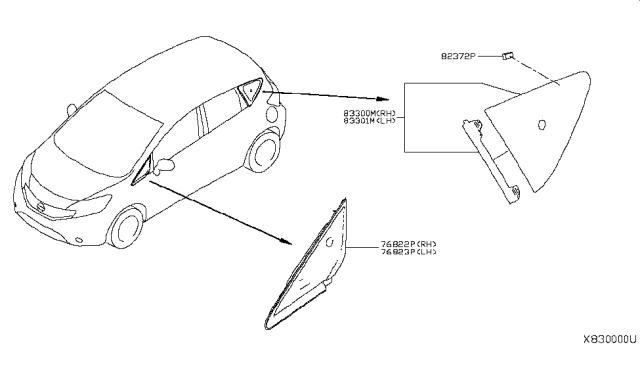 2015 Nissan Versa Note Side Window Diagram 3