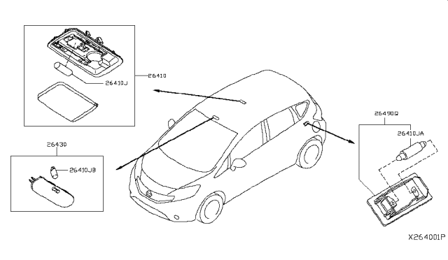 2016 Nissan Versa Note Lamp Assembly Map Diagram for 26430-2FJ0A