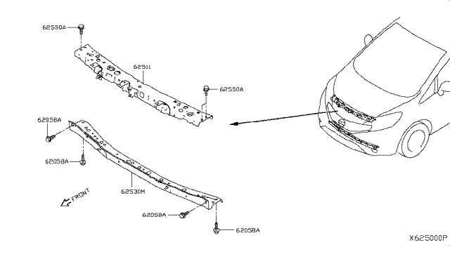 2015 Nissan Versa Note Front Apron & Radiator Core Support Diagram 1