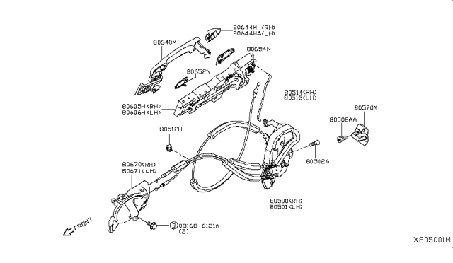 2015 Nissan Versa Note Outside Handle Grip, Passenger Side Diagram for 80640-3WC3A