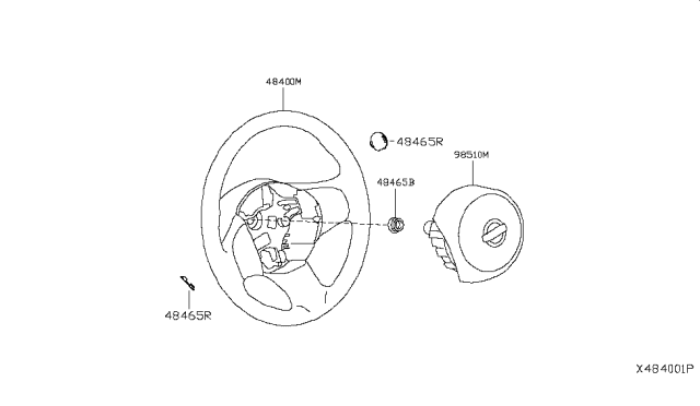 2018 Nissan Versa Note Air Bag Driver Side Module Assembly Diagram for 98510-9KN0A