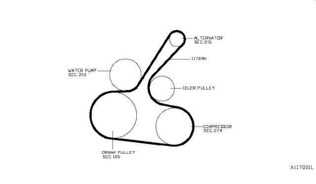 2014 Nissan Versa Note Fan,Compressor & Power Steering Belt Diagram 2