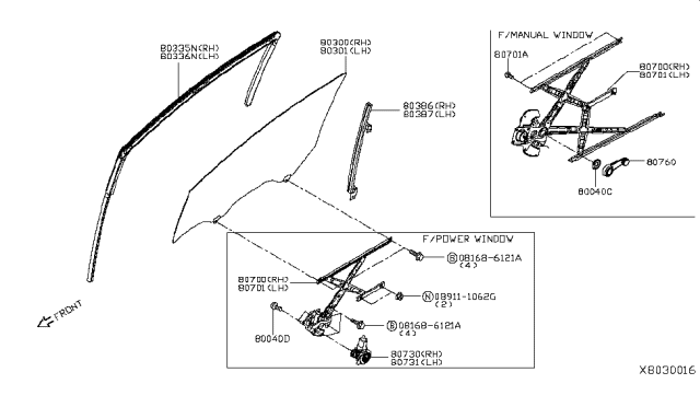 2015 Nissan Versa Note Front Door Window & Regulator Diagram 2