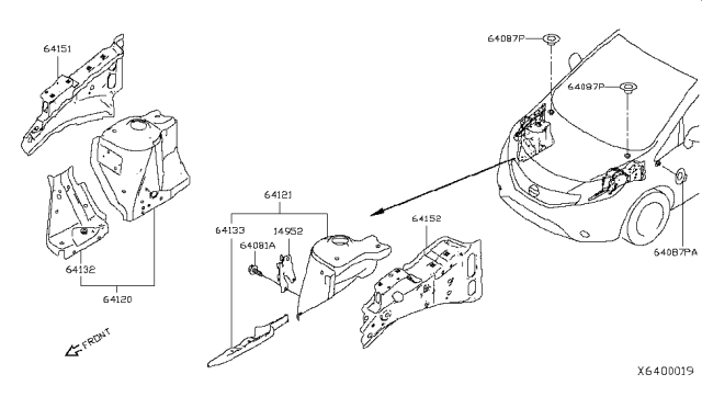 2014 Nissan Versa Note Hood Ledge & Fitting Diagram 1