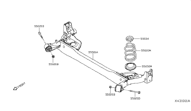 2015 Nissan Versa Note Spring - Rear Suspension Diagram for 55020-3VY0E