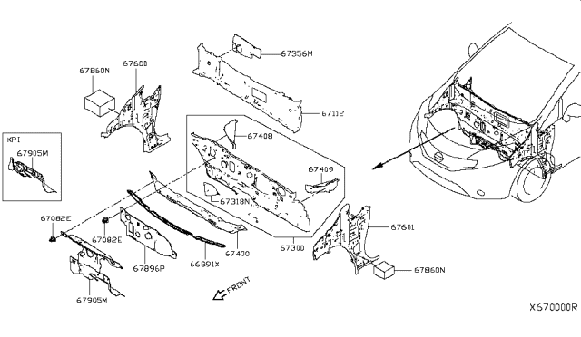 2014 Nissan Versa Note Dash Panel & Fitting Diagram 1