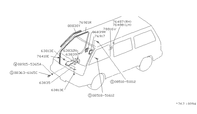 1987 Nissan Van Rubber-Mudguard Diagram for 74279-14C00