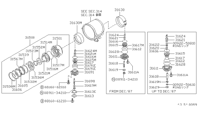 1988 Nissan Van Plate Driven Diagram for 31536-X5001
