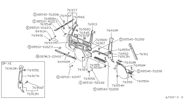 1988 Nissan Van Body Side Trimming Diagram 2