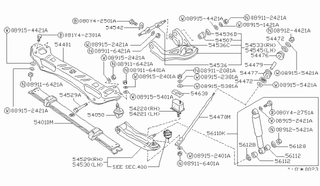 1987 Nissan Van Arm Assembly-Lower LH Diagram for 54501-17C10