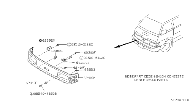 1987 Nissan Van Clip Diagram for 62318-17C00