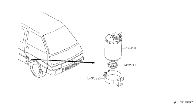 1988 Nissan Van Bracket-Flow Guide Diagram for 14951-17C00