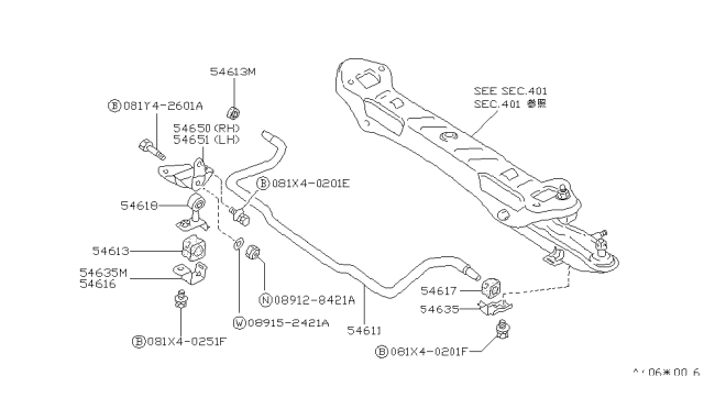 1991 Nissan Van Bracket-STABILIZER Diagram for 54615-G5401