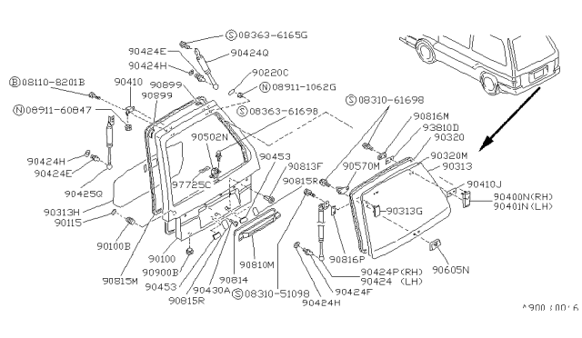 1990 Nissan Van Bumper Hood Diagram for 62840-D0100