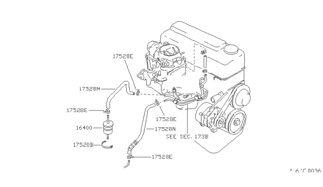 1989 Nissan Van Hose-Fuel Diagram for 16440-17C05