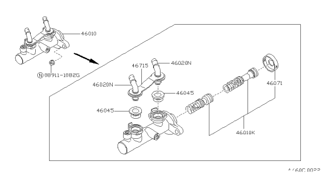 1990 Nissan Van Nipple-Brake Master Diagram for 46026-04C10