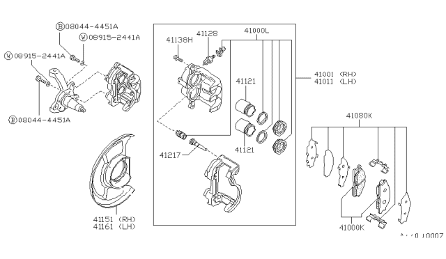 1990 Nissan Van CALIPER-Front LH Diagram for 41011-20N03