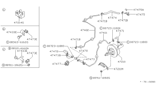 1993 Nissan Van Brake Servo & Servo Control Diagram