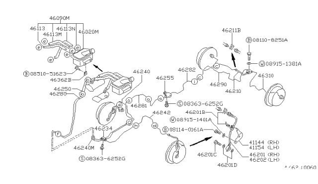 1990 Nissan Van Hose Assembly-Brake Rear Diagram for 46210-11C00