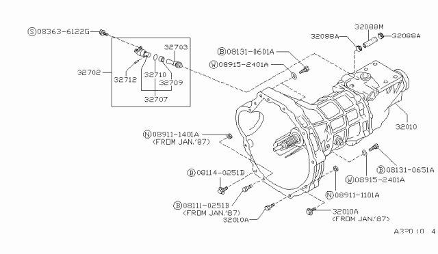 1987 Nissan Van Manual Transmission Diagram for 32010-15C60